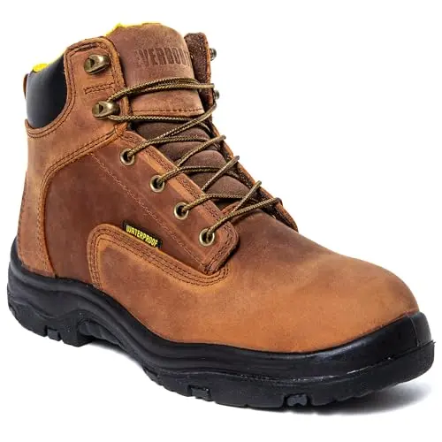 EVER BOOTS waterproof work boots in dark brown with anti-fatigue design