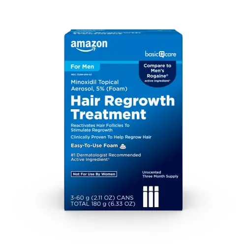 Amazon Basic Care 5% minoxidil foam for men's hair regrowth