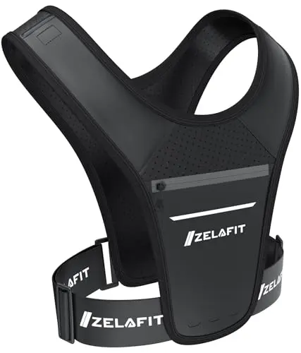 ZelaFit black running phone holder vest with reflective elements