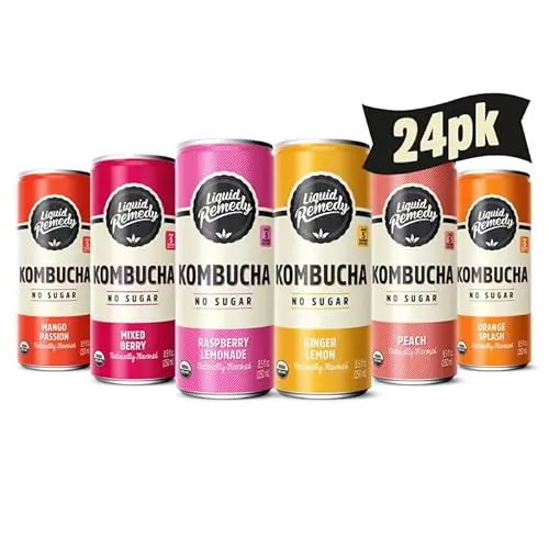 Liquid Remedy Kombucha sugar-free probiotic drink cans