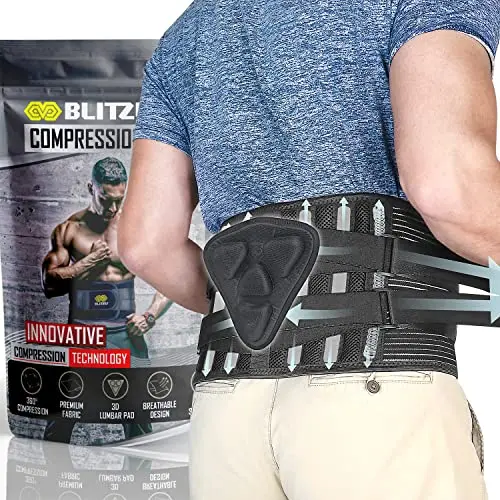 BLITZU back brace with removable pad and adjustable support straps