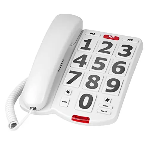 VDTG wired telephone for seniors with oversized keys and volume control