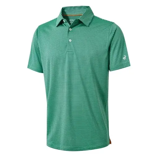 Striped golf polo shirt for men in green color