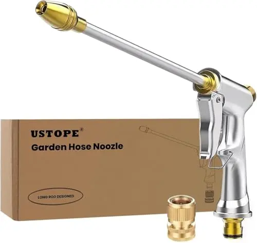 USTOPE metal garden hose nozzle with extended rod for high pressure