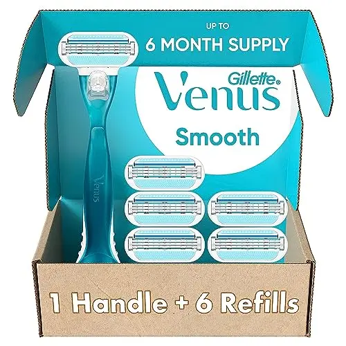 Gillette Venus Smooth women's razor with soft-grip handle and indicator strip