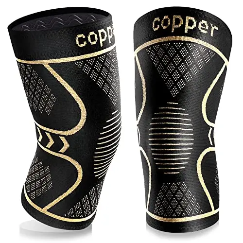 Qishytio copper-infused knee compression sleeves two-pack