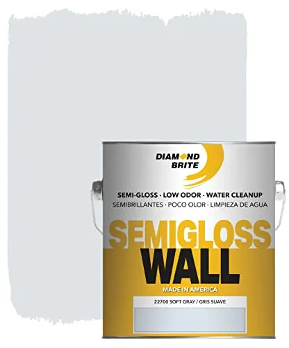 Diamond Brite semi gloss latex paint in soft gray color