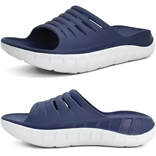 KuaiLu men's recovery sandals with thick cushioned sole for plantar fasciitis