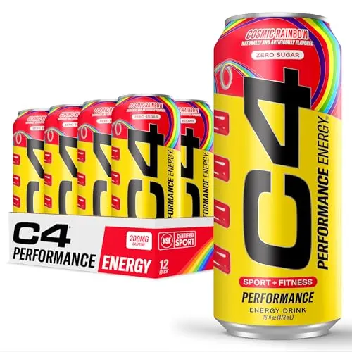 Cellucor C4 Performance Energy Drink can with cosmic rainbow design