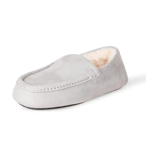 Amazon Essentials men's moccasin slippers in grey microsuede