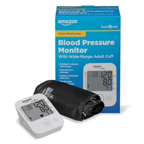 Amazon Basic Care blood pressure monitor with intelligent inflation and large display