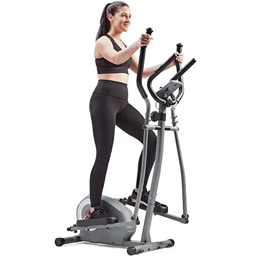 Sunny Health & Fitness smart elliptical trainer in black