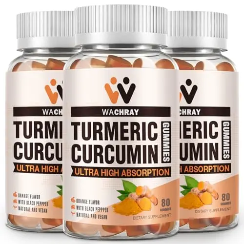 WACHRAY turmeric curcumin gummies with ginger and black pepper for inflammation relief