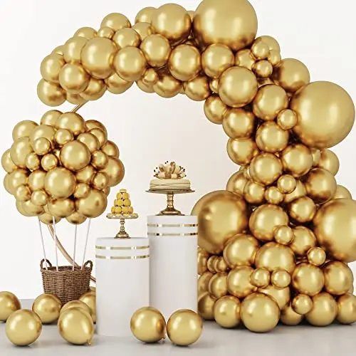 RUBFAC metallic gold balloons in multiple sizes for balloon arches