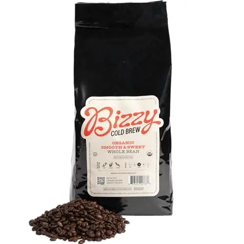 Bizzy Organic Cold Brew Coffee whole beans in bag