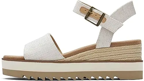 TOMS women's wedge sandal with canvas upper and adjustable buckle