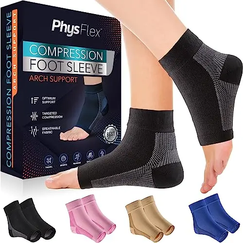 PhysFlex strong compression socks for plantar fasciitis pain relief