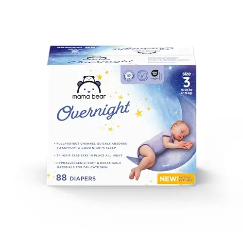 Mama Bear Overnight diapers for extended wear with sensitive skin