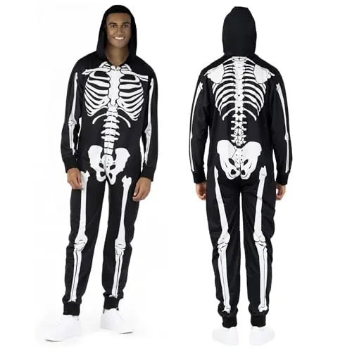 Morph skeleton costume jumpsuit with bone graphics