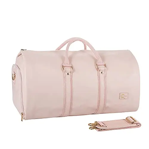SEYFOCNIA convertible garment bag for women in pink with duffle design