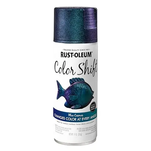 Rustoleum Color Shift spray paint with cosmos blue effect for plastic