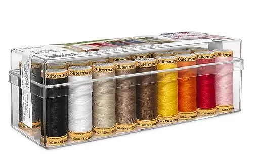 Gutermann cotton thread set with 26 colors in storage box