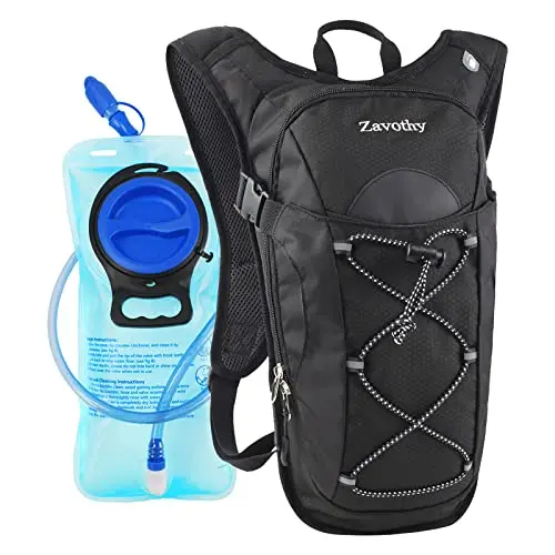 Zavothy lightweight hydration backpack with breathable mesh back and 2L bladder