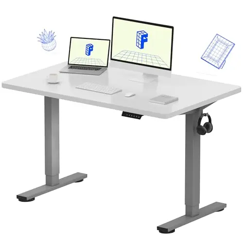 FLEXISPOT EN1 one-piece adjustable standing desk with white top