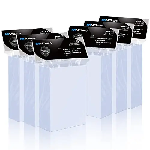 Mlikero clear plastic card sleeves in bulk packaging