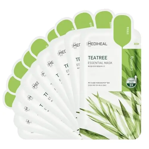 Mediheal Tea Tree Essential Face Mask sheet mask applied to face