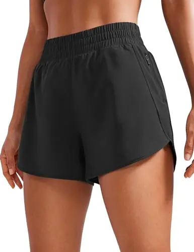 CRZ YOGA women's high waisted running shorts with mesh liner