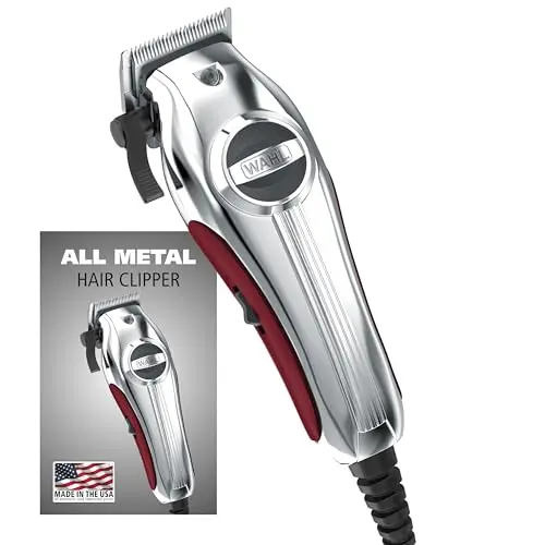 Wahl USA Pro corded hair clipper with metal housing and guard caddy