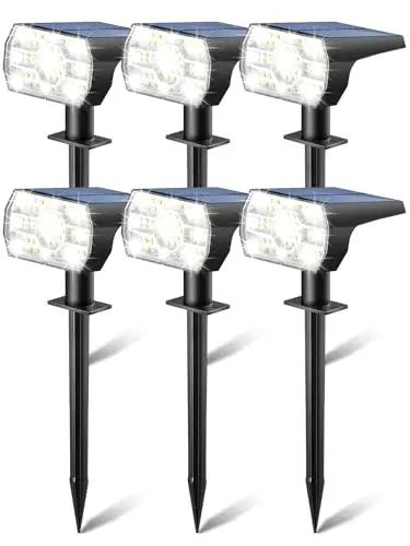 Kaxiida solar-powered outdoor spot lights with stakes for ground mounting