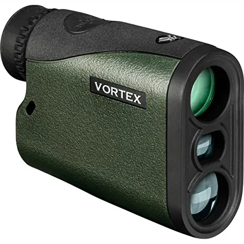 Vortex Crossfire HD 1400 laser rangefinder in green housing with clear display