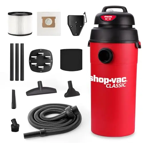 Shop-Vac 5 gallon wall-mountable shop vacuum with long hose for dust collection
