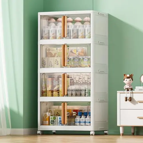 wookon 4-tier stackable storage bins with lids for dorm organization