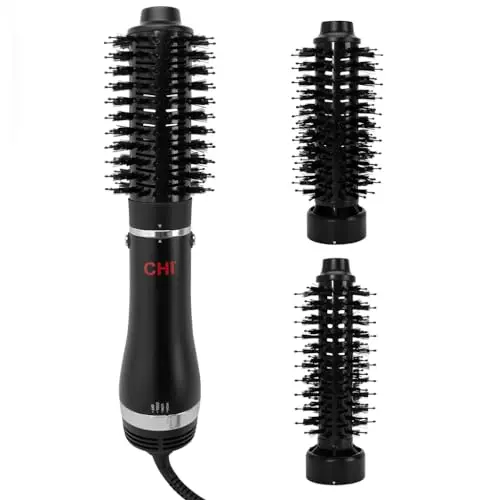 CHI 3-in-1 round blowout brush with interchangeable heads for short hair styling