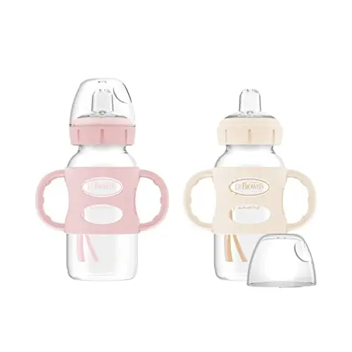 Dr. Brown's wide-neck sippy spout bottle with silicone handles