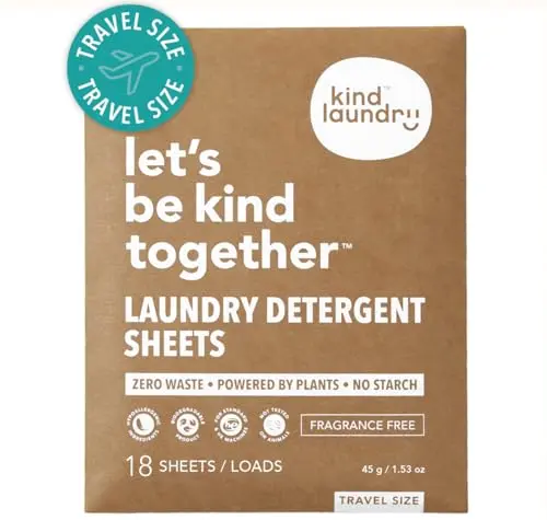 Kind Laundry detergent sheets with stain-fighting enzymes