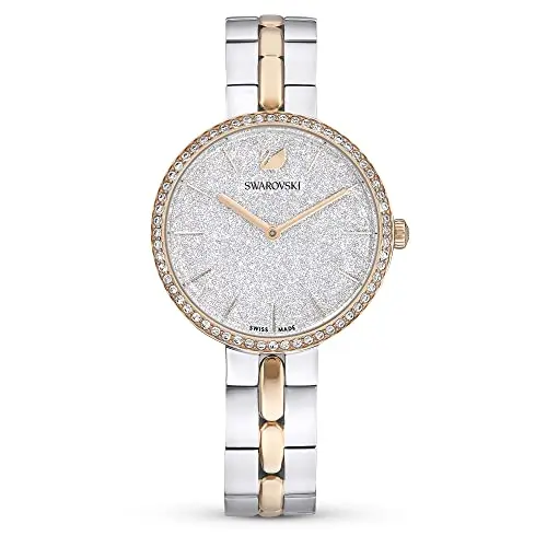 Swarovski rose gold-tone watch with white crystals and metal bracelet