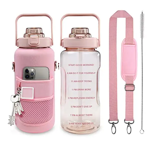 Chokoter half gallon water bottle with sleeve and straw