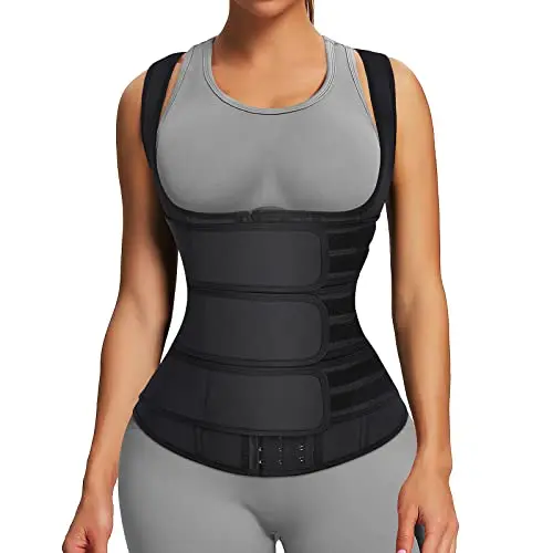 FeelinGirl latex waist trainer vest with triple belt design