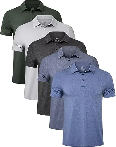 TELALEO 5 pack of polo shirts in various colors
