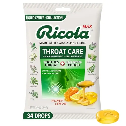 Ricola Max Honey Lemon Throat Care Drops with liquid center