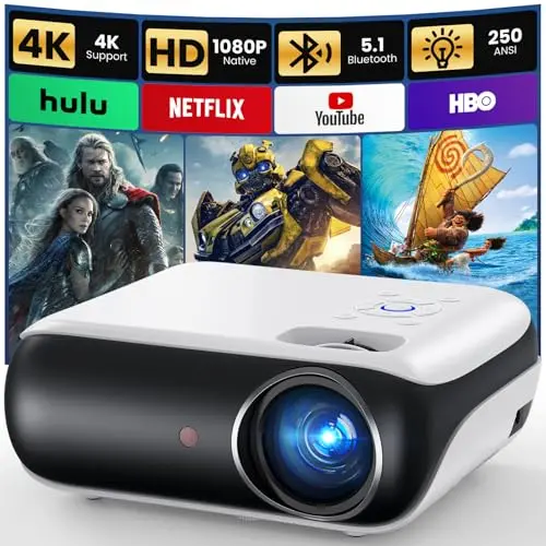 HAPPRUN H1 native 1080P projector with Bluetooth for outdoor movies