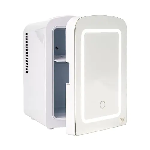 Paris Hilton mini fridge with mirrored door and LED light