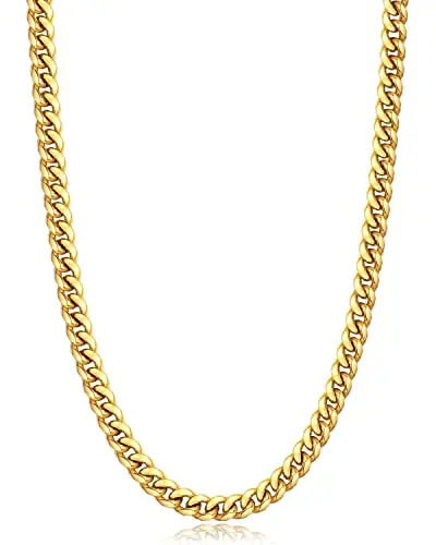 6mm Cuban link gold chain for men with fade-resistant plating