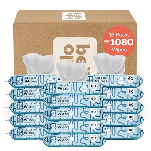 Hello Bello baby wipes showing plant-based with aloe formula