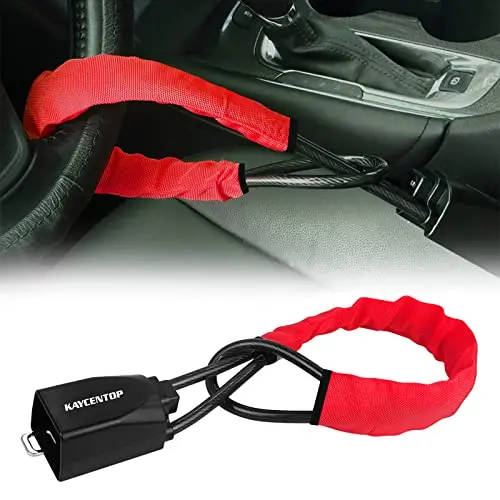 KAYCENTOP red steering wheel and seat belt lock in use