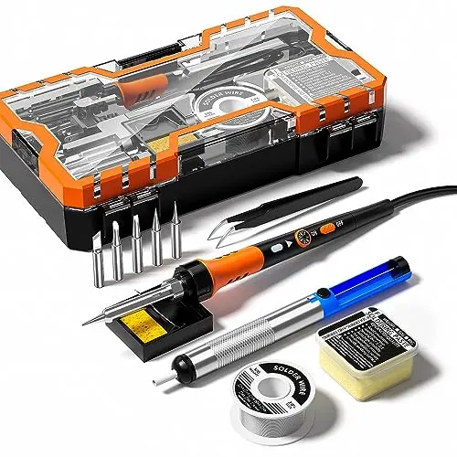 MEAKEST 60W soldering iron kit with orange handle and accessories